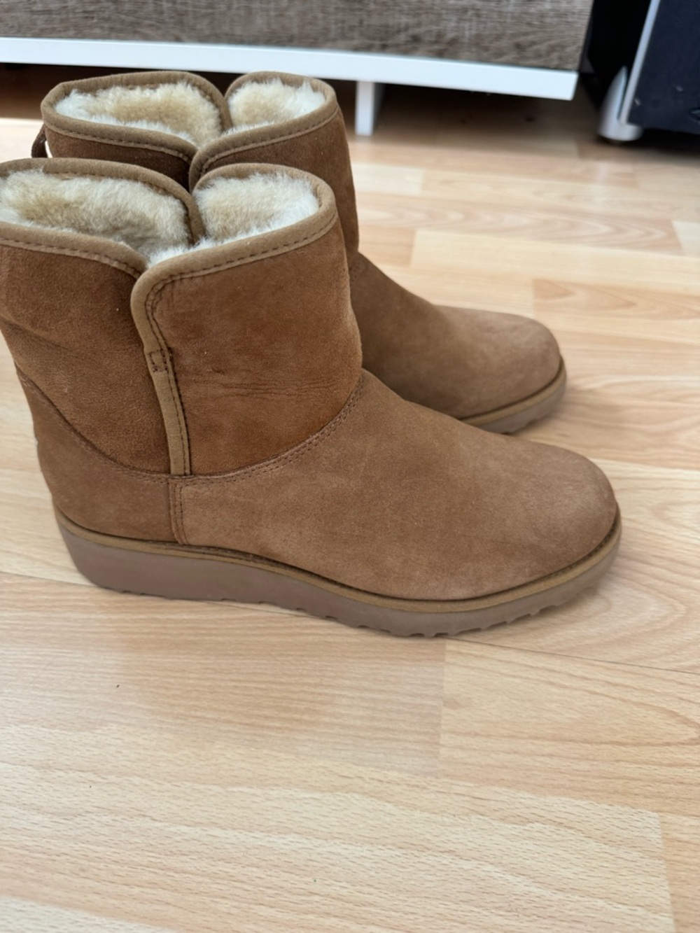 UGGs Women’s Suede Shearling Lined Ankle Boots - Tan